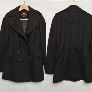 M60 Miss Sixty Wool‎ Blend Double Breasted Fitted Peacoat Black XS